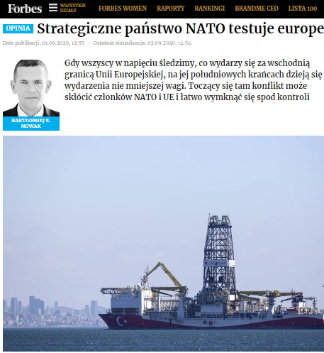 „Toczący się konflikt na południu UE może skłócić członków NATO i UE i łatwo wymknąć się spod kontroli” – pisze dr Bartłomiej Nowak, ekspert CSM [01.09.2020]