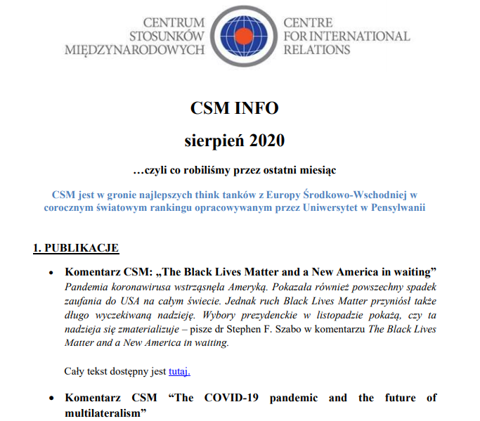 CSM INFO sierpień 2020