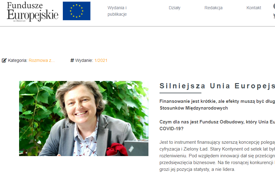„Warto wspierać firmy w zmianie profilu działalności” – dr Małgorzata Bonikowska o rynku pracy Unii Europejskiej po pandemii [01.06.2021]
