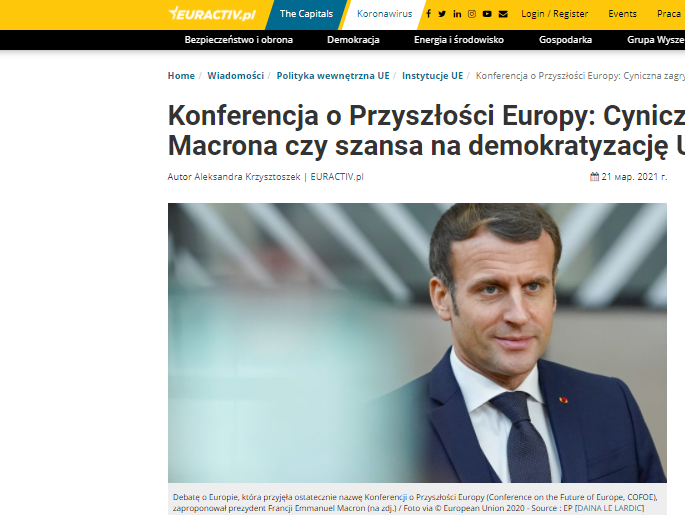 „Nie będzie Europy, dopóki nie będziemy czuć się obywatelami Europy” – dr Bartłomiej Nowak, ekspert CSM, na łamach portalu EuroActiv.pl [21.03.2021]