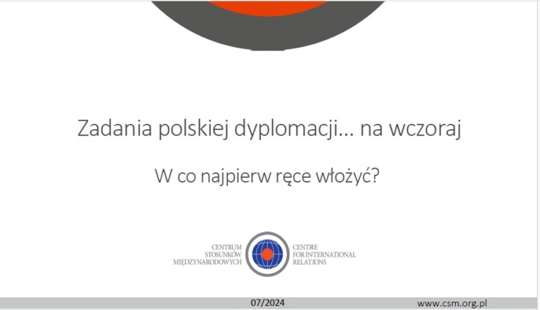 Analiza CSM: „Zadania polskiej dyplomacji… na wczoraj. W co najpierw ręce włożyć?”