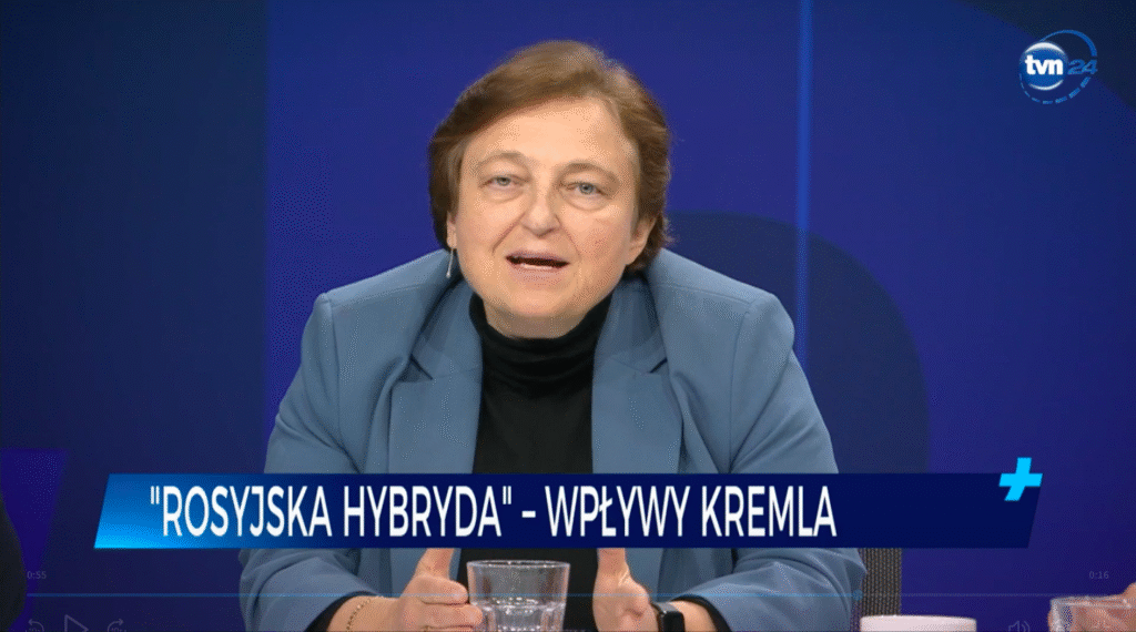 Dr Małgorzata Bonikowska o rosyjskiej dezinformacji w debacie TVN24 „Rosyjska hybryda”