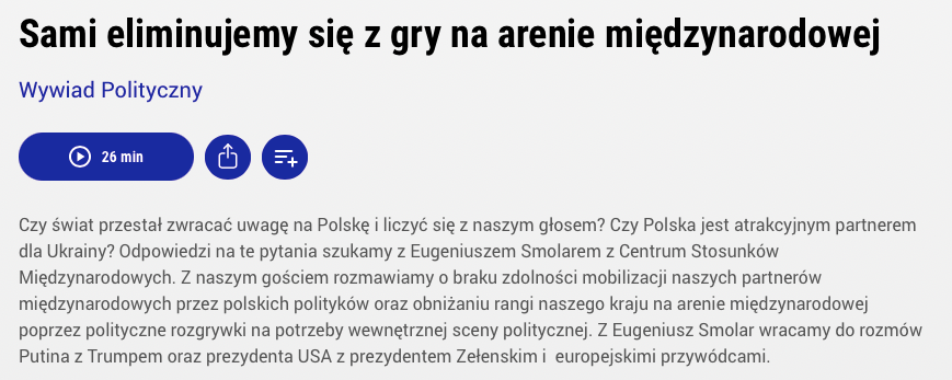 Sami eliminujemy się z gry na arenie międzynarodowej, Eugeniusz Smolar dla TOKfm
