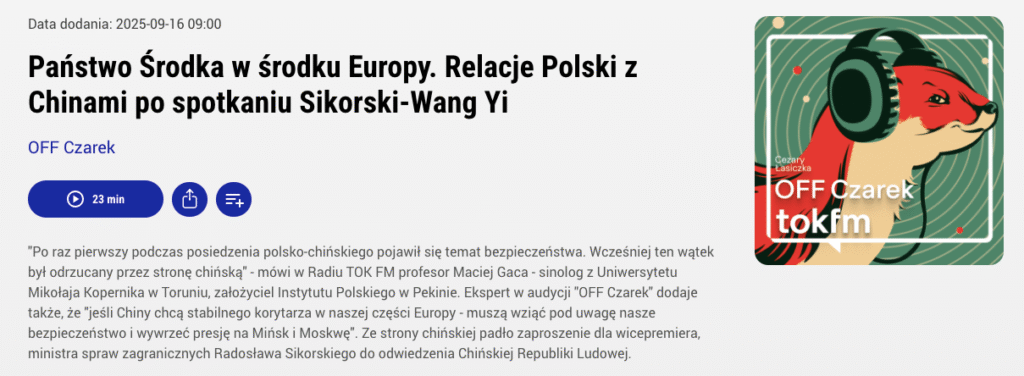 Państwo Środka w środku Europy. Relacje Polski z Chinami po spotkaniu Sikorski-Wang Yi