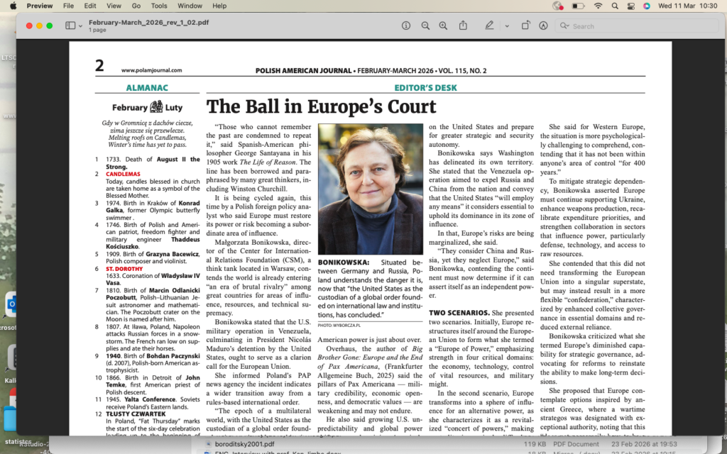 The Ball in Europe’s Court, POLISH AMERICAN JOURNAL
